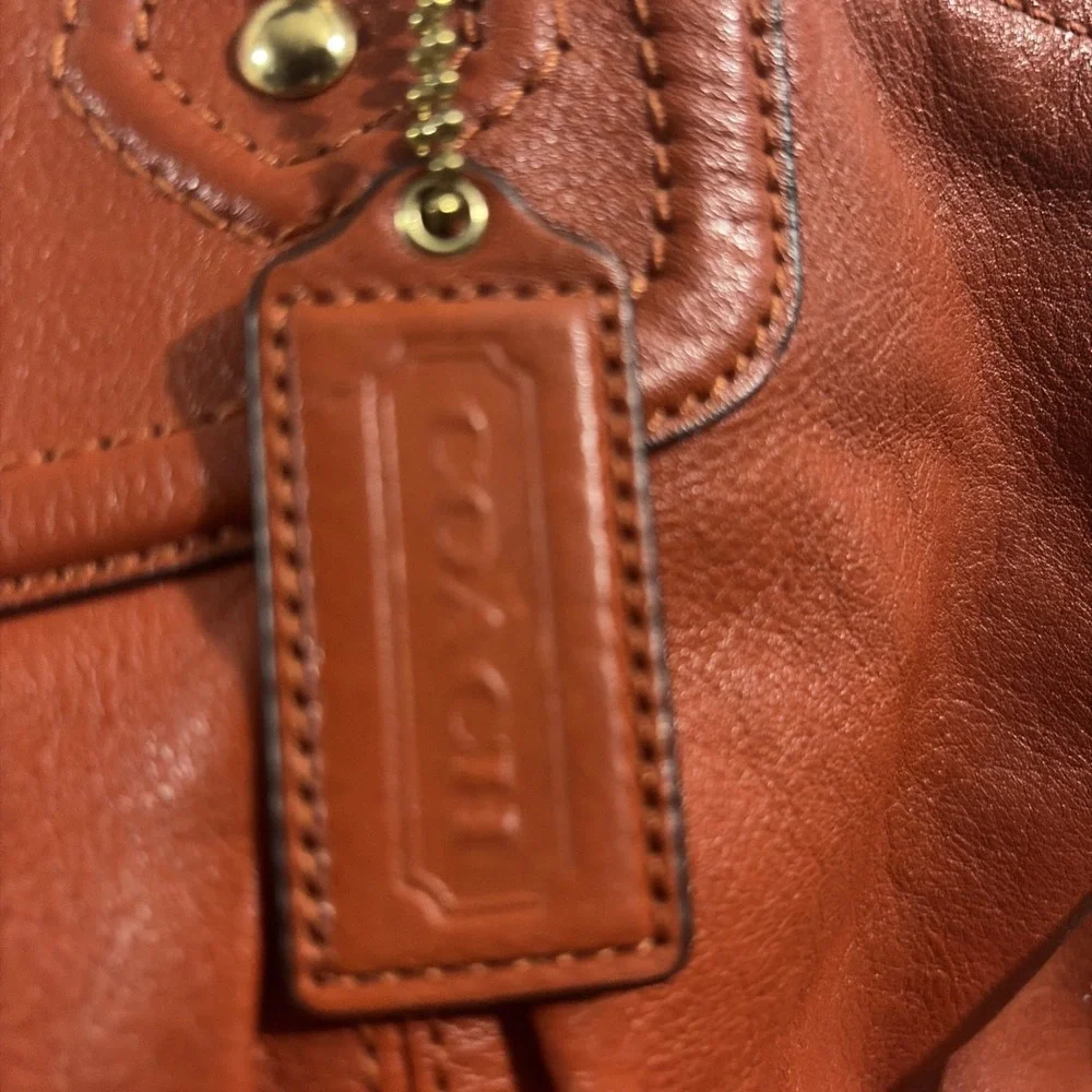 Coach Ashley Vermillion Leather Carryall Shoulder Bag Purse Detachable Strap